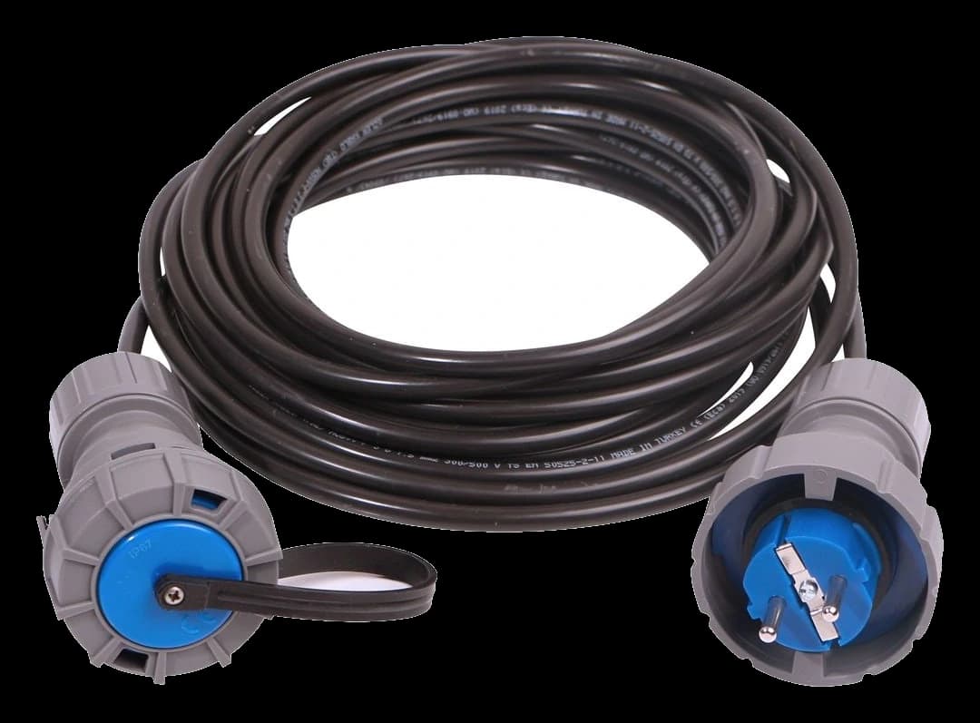 Seyyar Uzatma Kablosu · 10 m · IP68 1/16A Fiş → IP68 1/16A Priz
