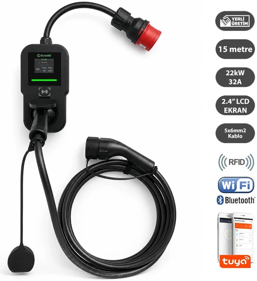 ZTV515 · Taşınabilir Wallbox 22 kW · 15 m