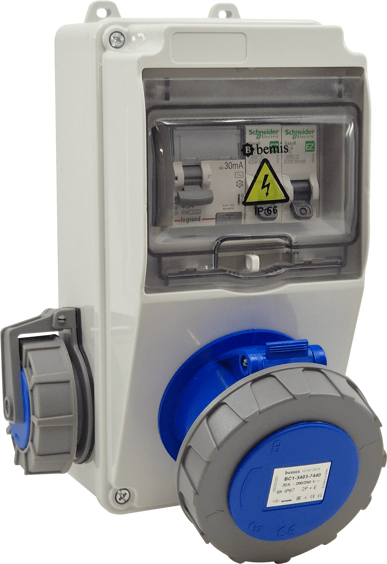 Otomatlı IP66 Kombinasyon · 1× Monofaze 32A + 1× Schuko 16A