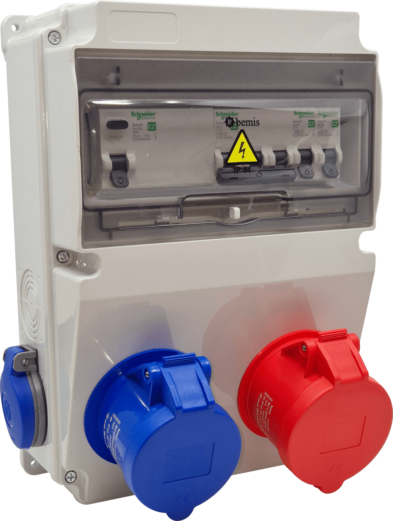 Otomatlı IP44 Kombinasyon · 1× Trifaze 32A + 1× Monofaze 32A + 1× Schuko 16A