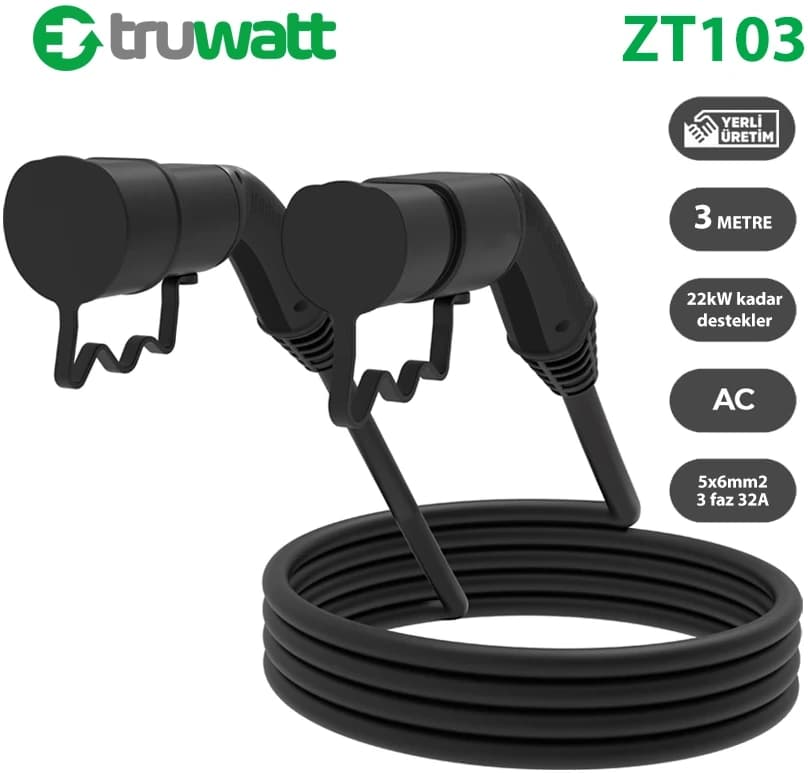 ZT103 · Type 2 Şarj Kablosu 22 kW · 32A · 3 m